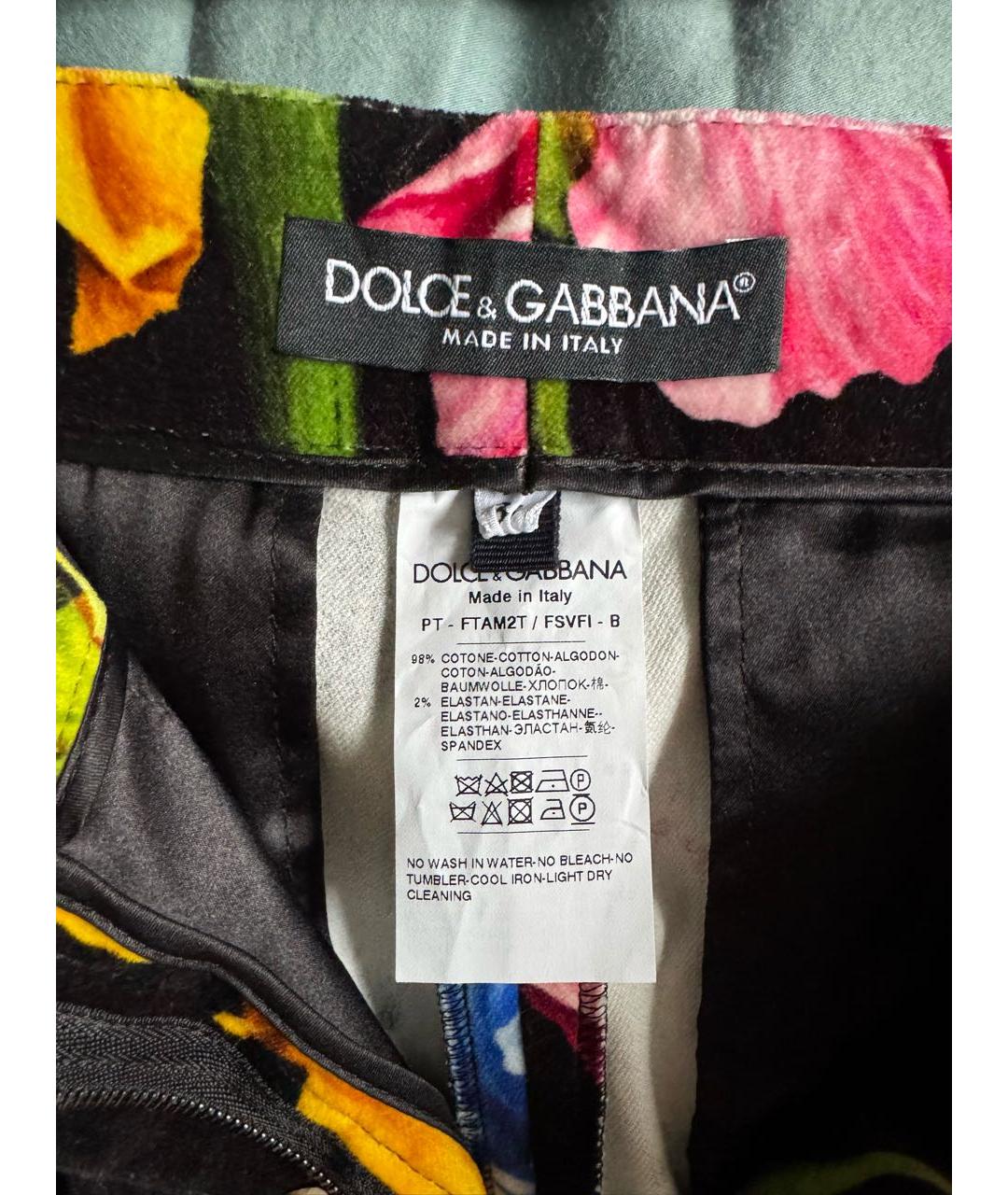 DOLCE&GABBANA Мульти хлопковые брюки узкие, фото 6