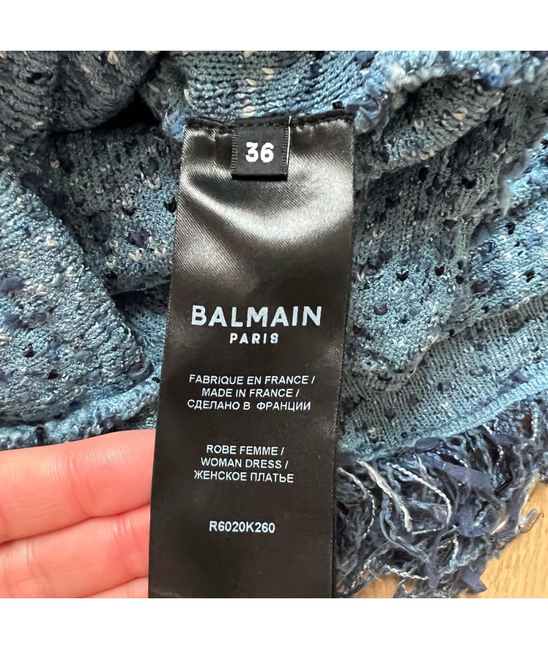 BALMAIN Голубое вискозное повседневное платье, фото 3