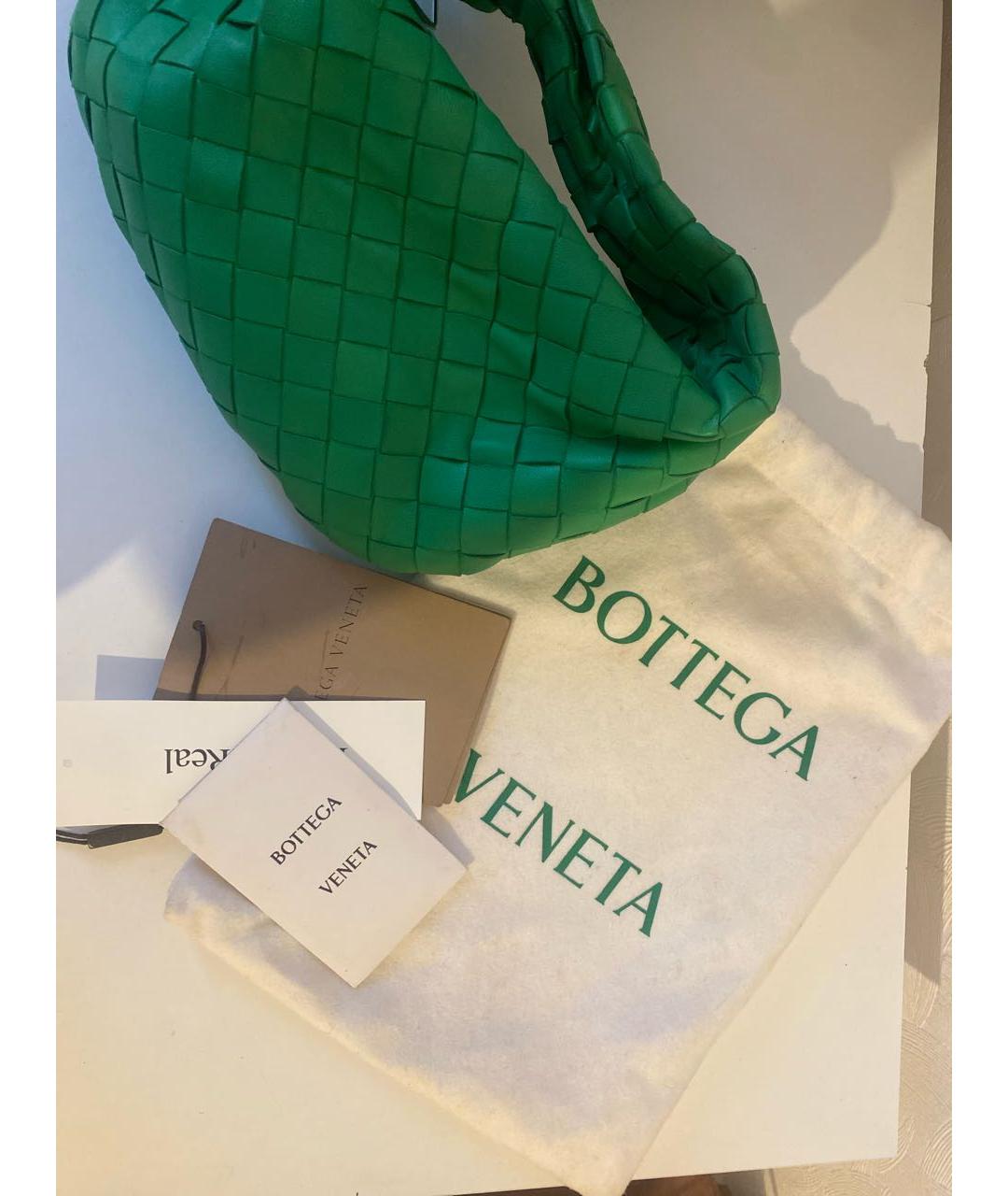 BOTTEGA VENETA Зеленая кожаная сумка с короткими ручками, фото 5