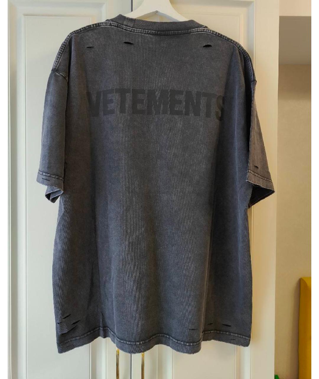 VETEMENTS Черная хлопковая футболка, фото 2