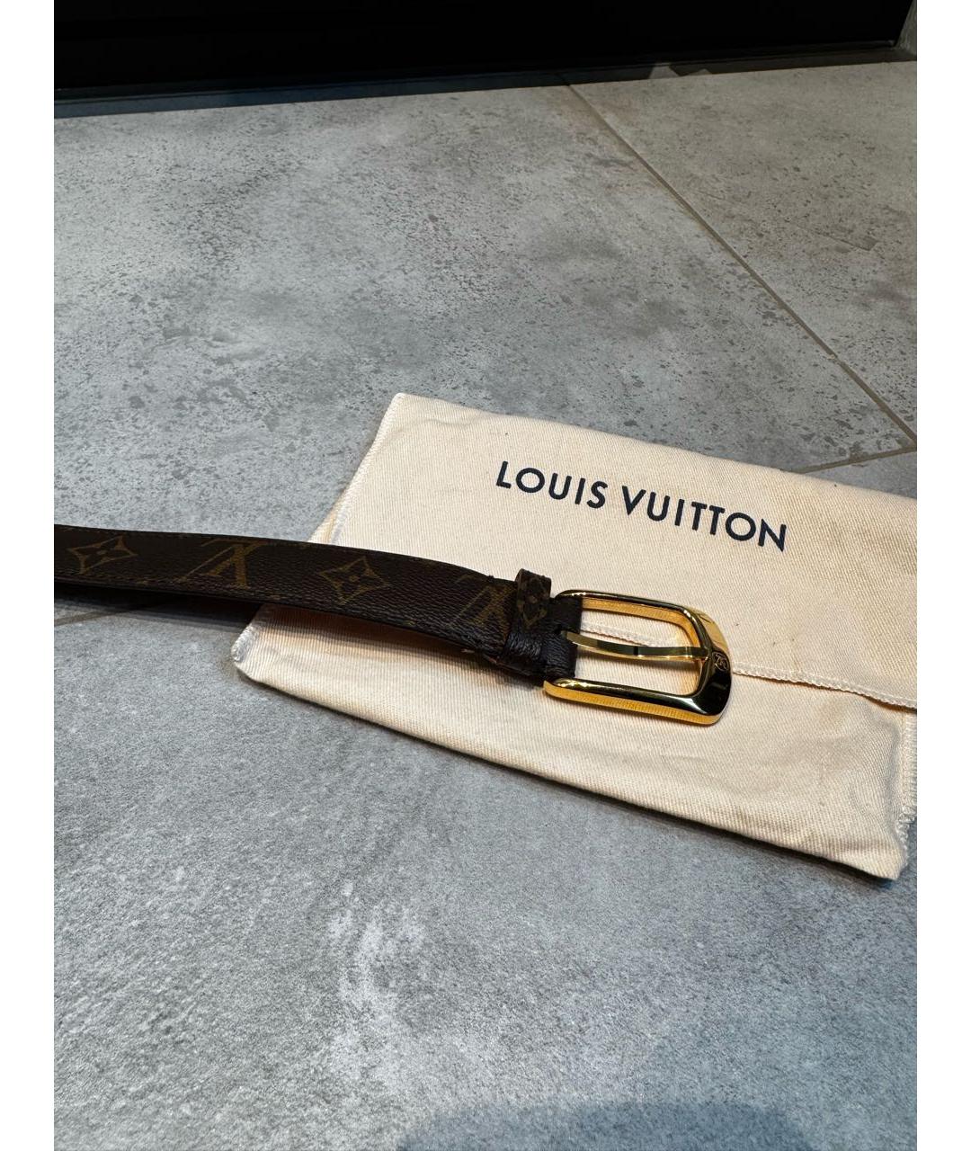 LOUIS VUITTON Коричневый кожаный ремень, фото 6