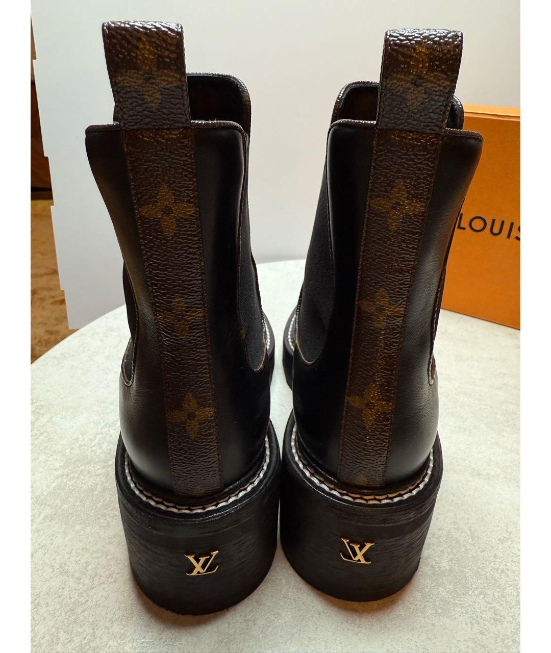 LOUIS VUITTON Черные кожаные полусапоги, фото 7