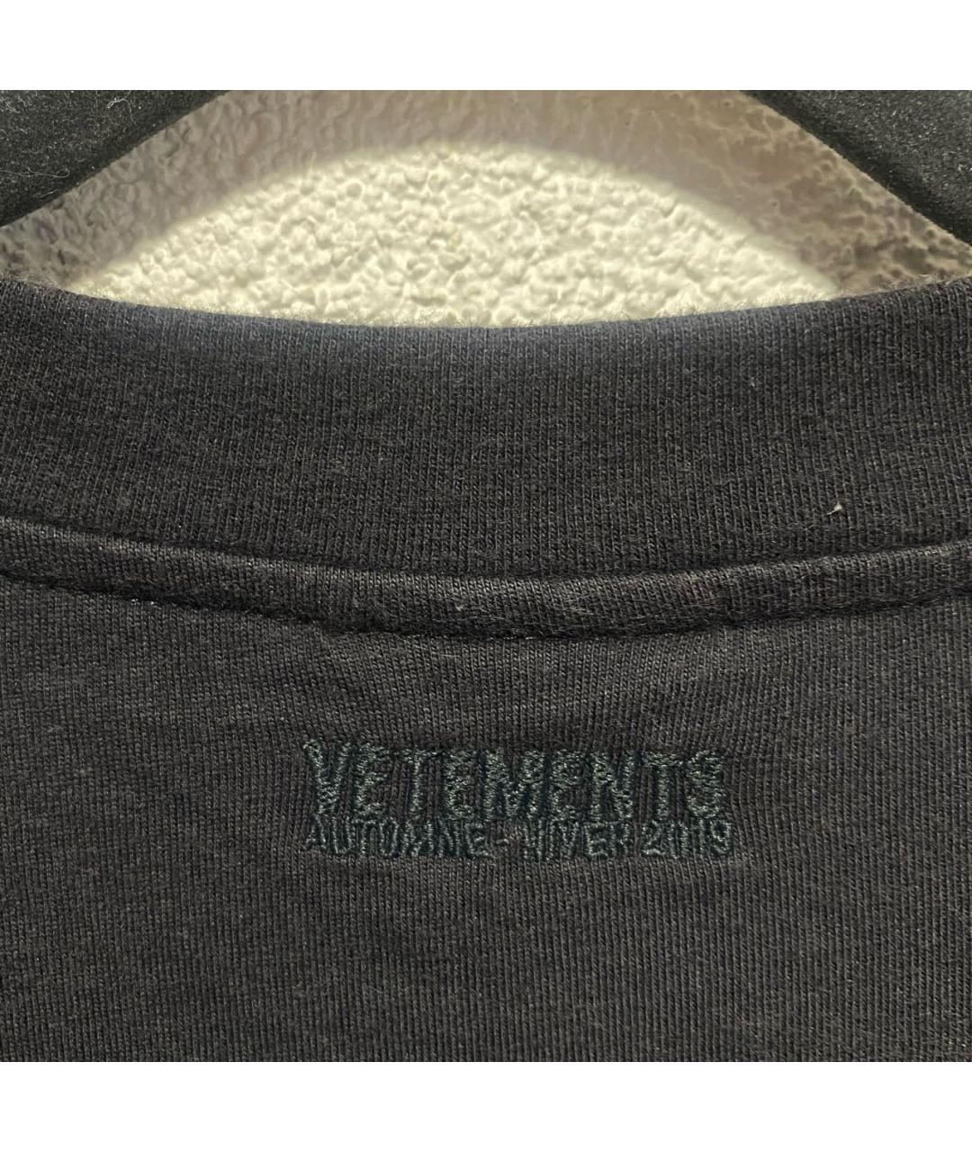 VETEMENTS Черная хлопковая футболка, фото 4