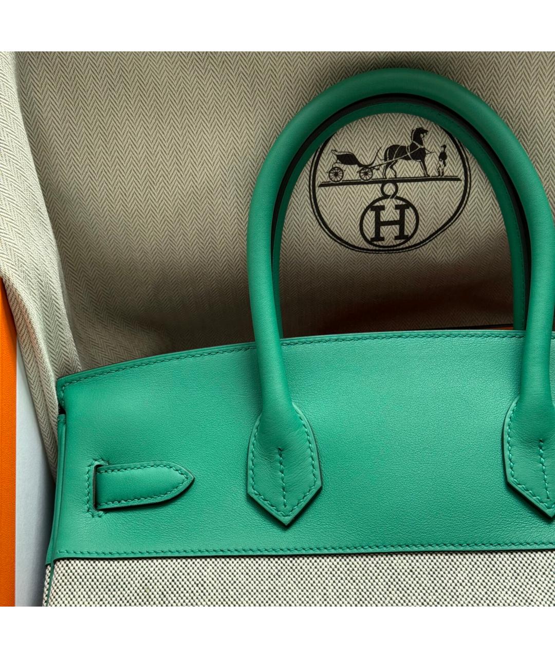 HERMES Зеленая кожаная сумка с короткими ручками, фото 5