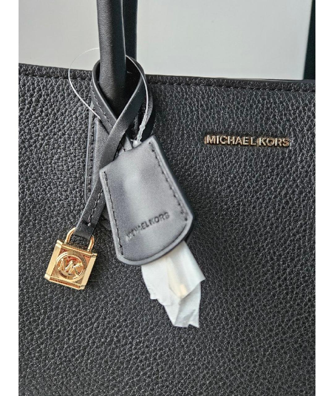 MICHAEL MICHAEL KORS Черная кожаная сумка тоут, фото 8