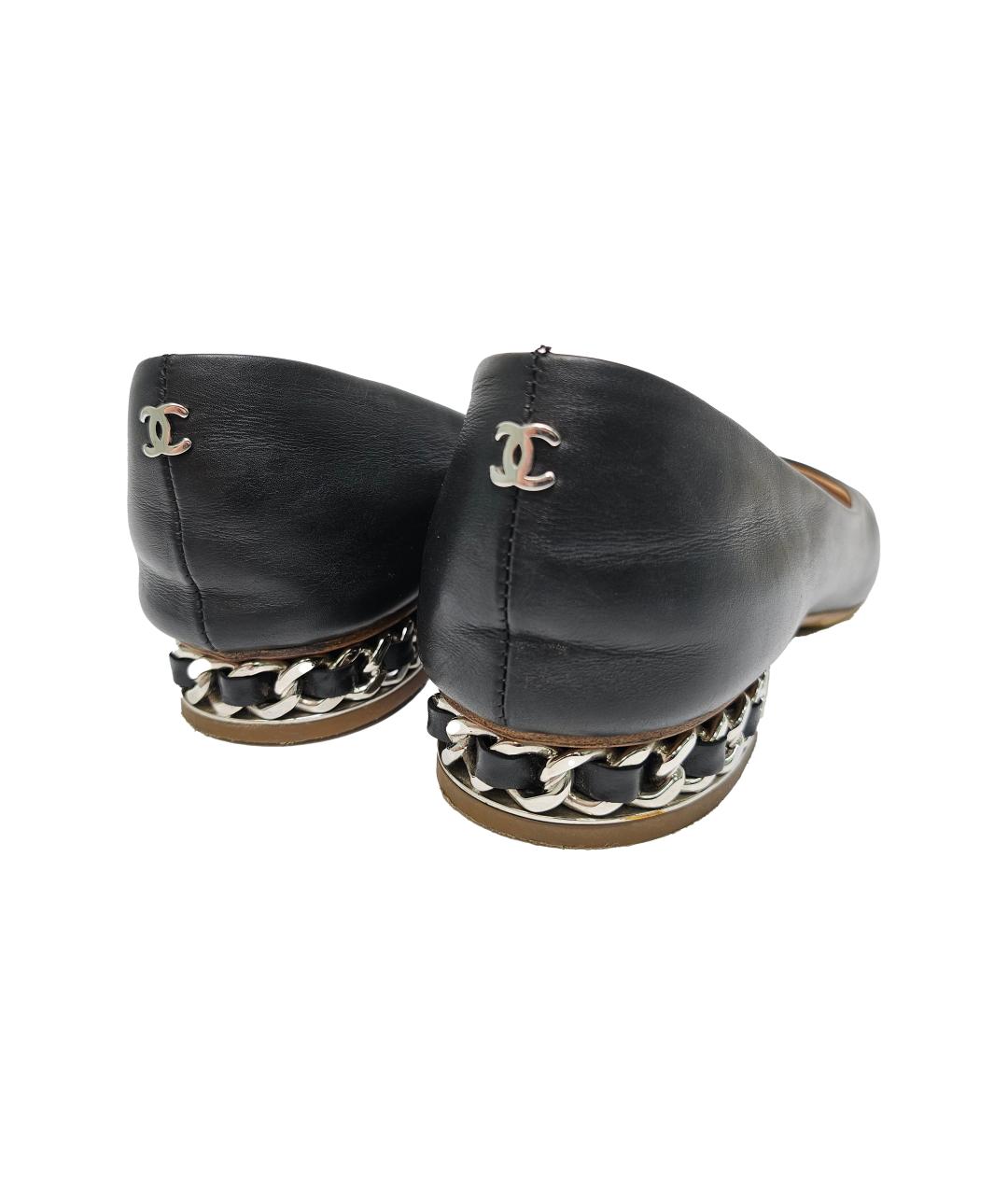 CHANEL Черные кожаные балетки, фото 5