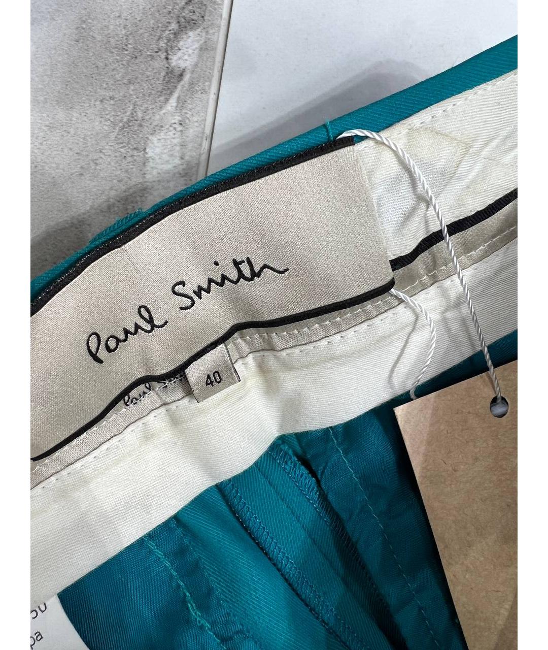 PAUL SMITH Голубые хлопковые прямые брюки, фото 5