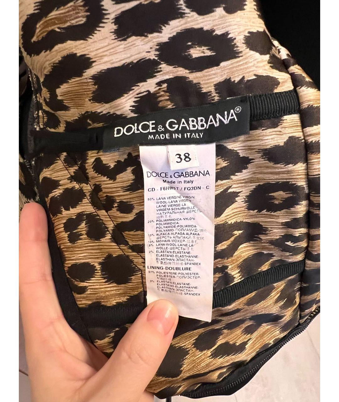 DOLCE&GABBANA Мульти шерстяное коктейльное платье, фото 3