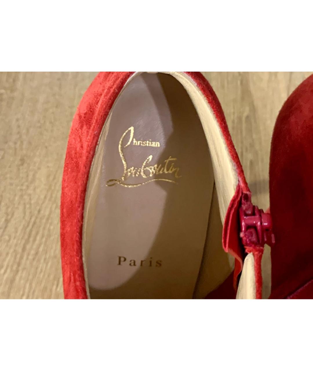 CHRISTIAN LOUBOUTIN Красные замшевые ботильоны, фото 7