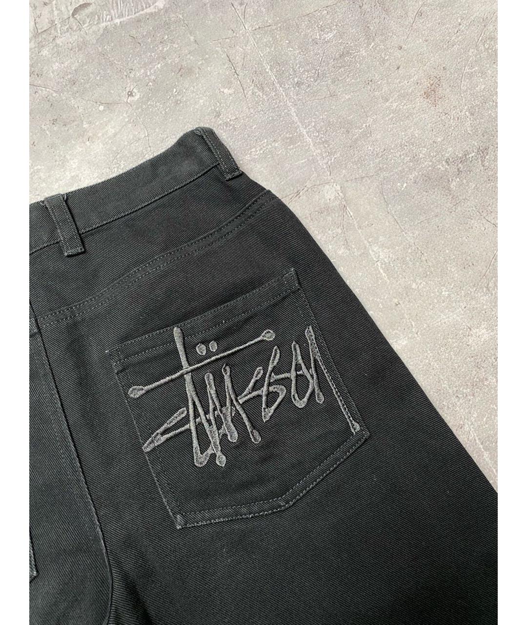 STUSSY Антрацитовые хлопковые прямые джинсы, фото 4