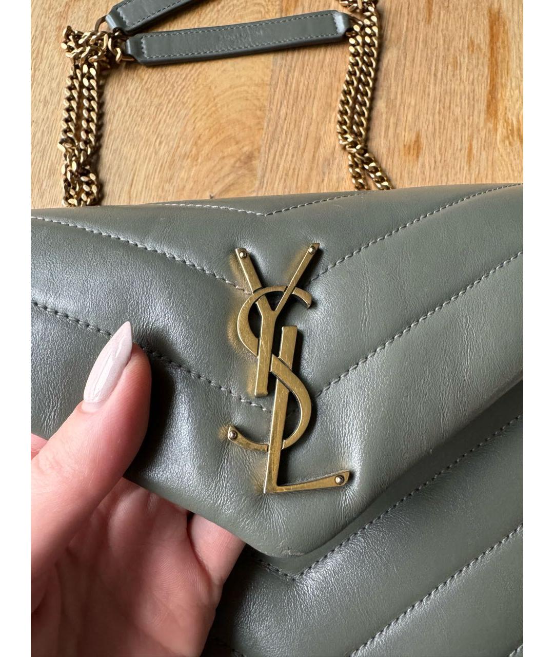 SAINT LAURENT Антрацитовая кожаная сумка через плечо, фото 8