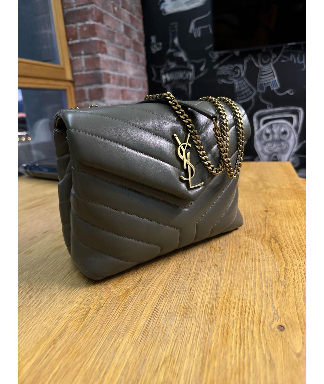 SAINT LAURENT Антрацитовая кожаная сумка через плечо, фото 2