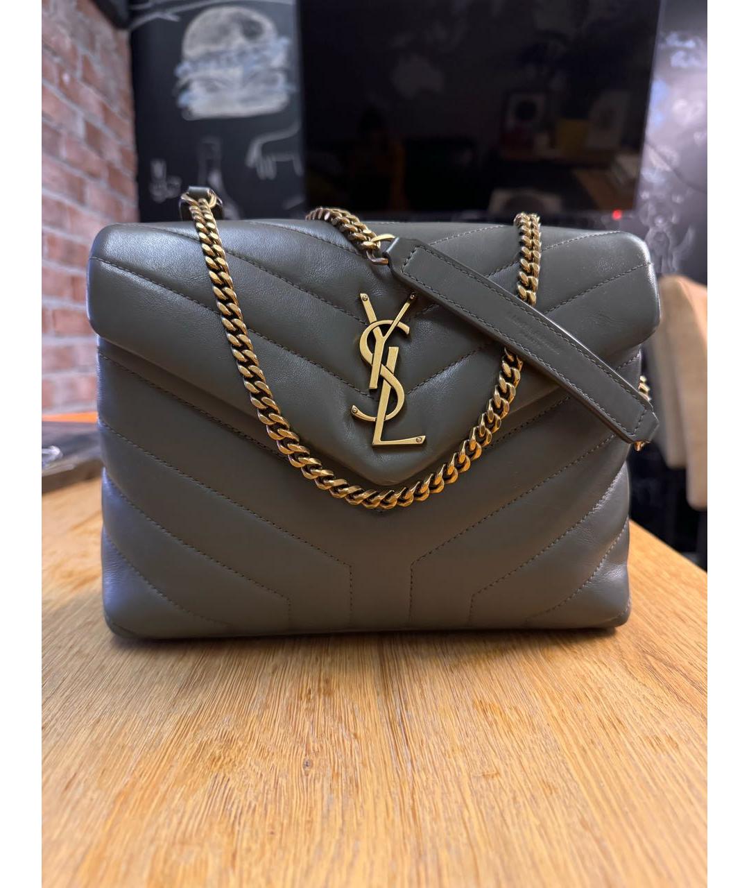 SAINT LAURENT Антрацитовая кожаная сумка через плечо, фото 9