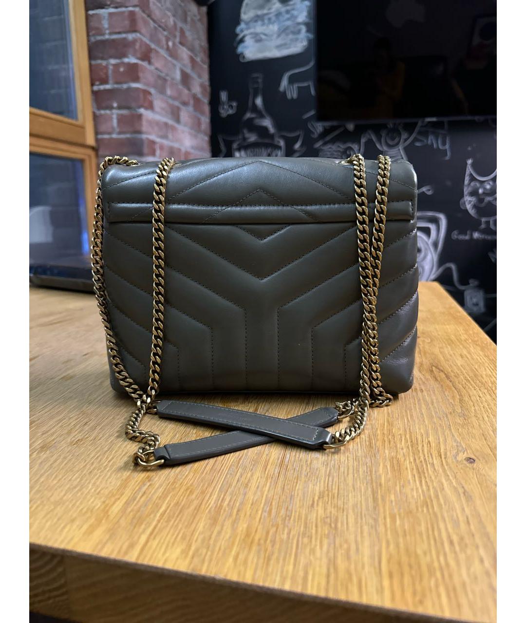 SAINT LAURENT Антрацитовая кожаная сумка через плечо, фото 3