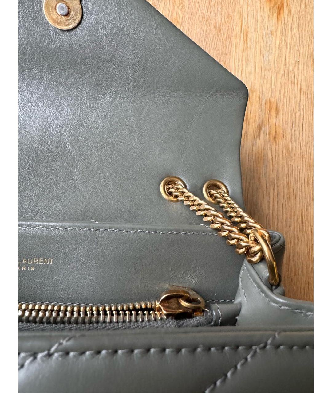 SAINT LAURENT Антрацитовая кожаная сумка через плечо, фото 7