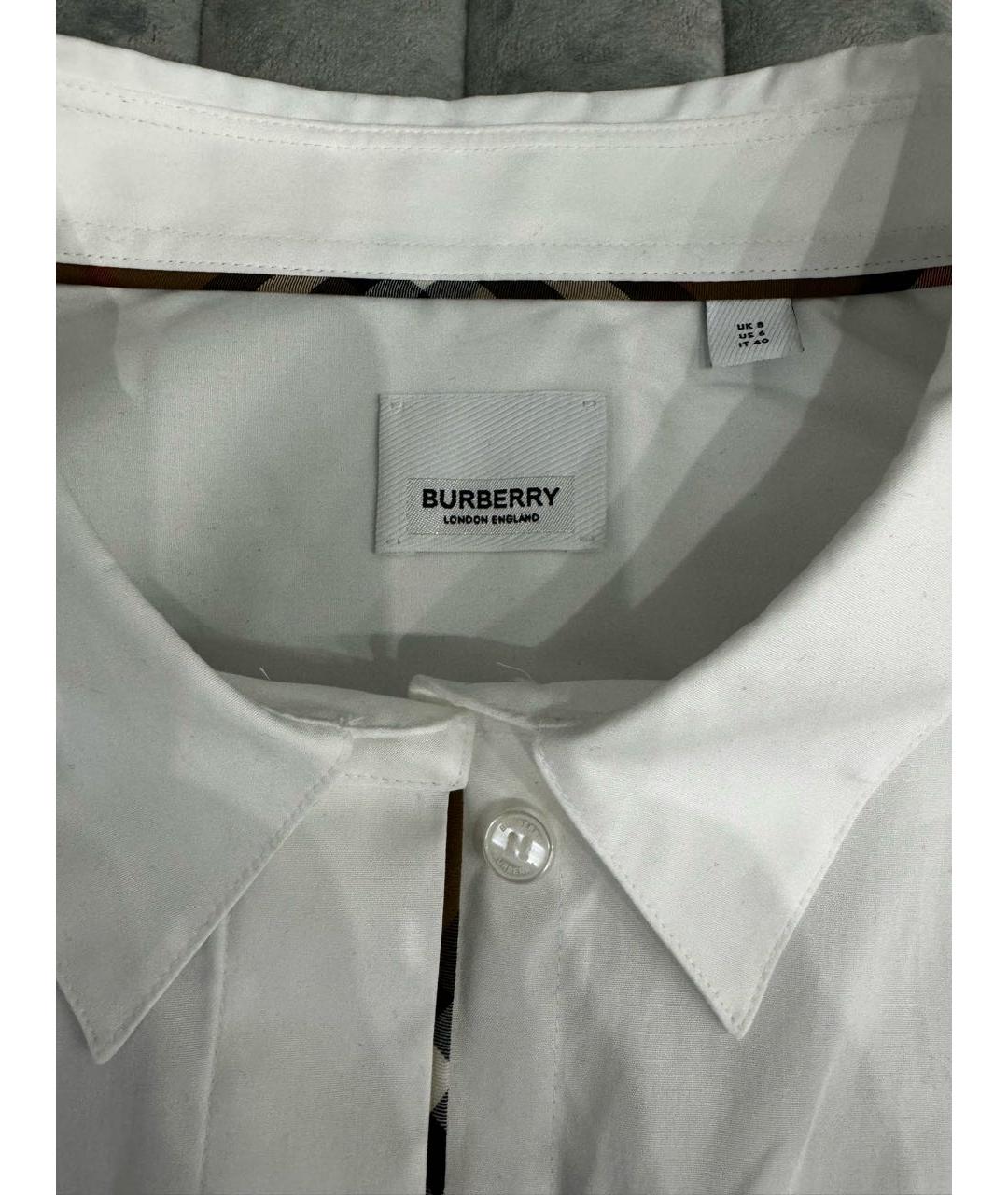 BURBERRY Белая хлопко-эластановая рубашка, фото 3