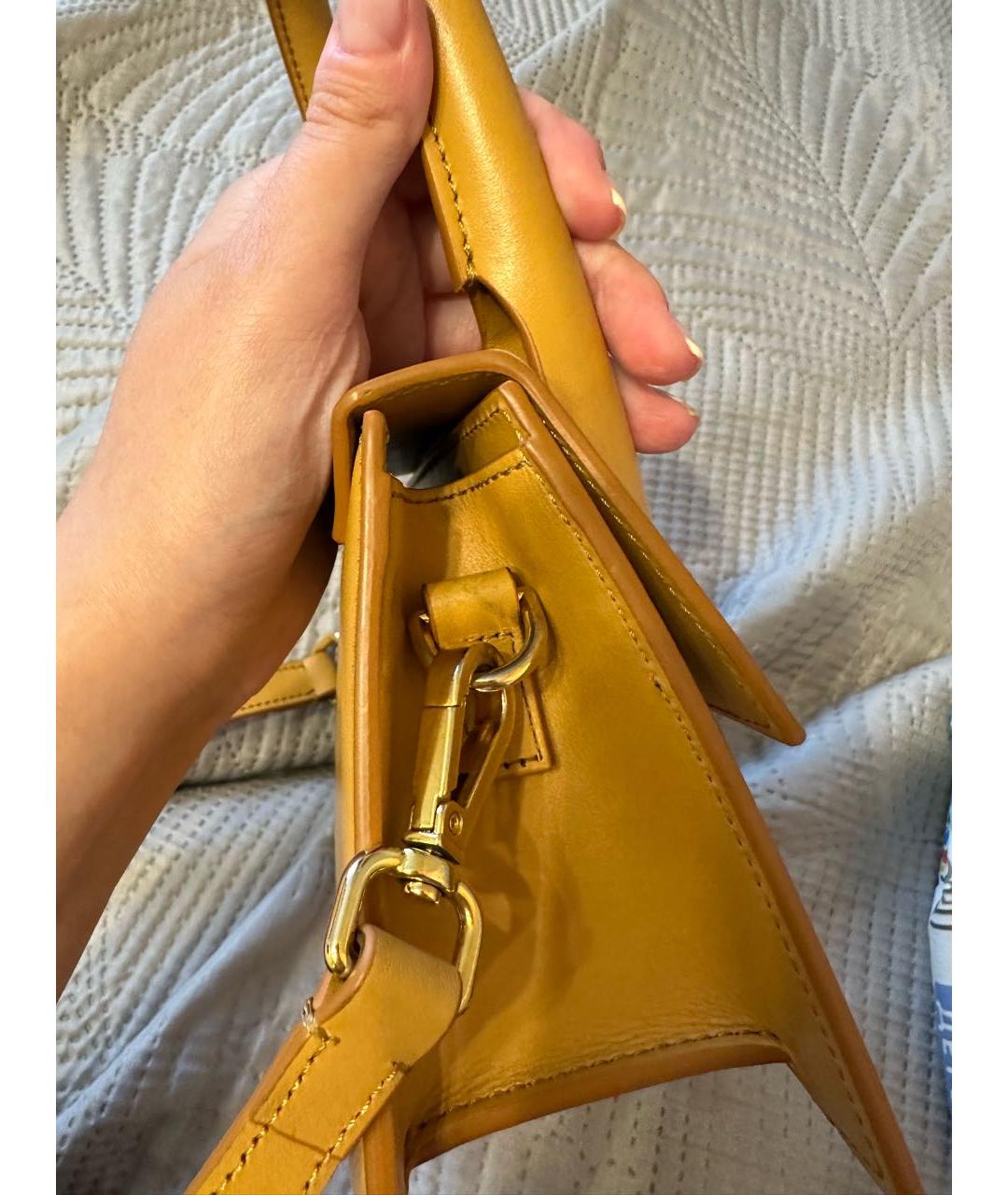 JACQUEMUS Бежевая кожаная сумка через плечо, фото 5