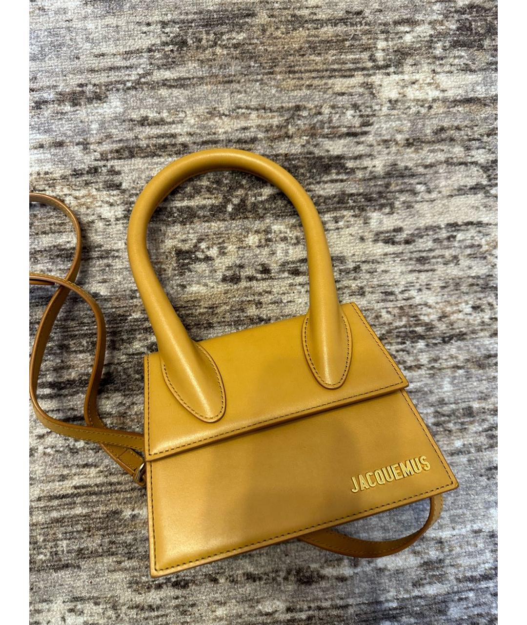 JACQUEMUS Бежевая кожаная сумка через плечо, фото 8