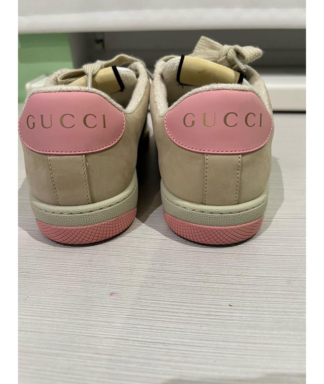 GUCCI Бежевые нубуковые кеды, фото 3