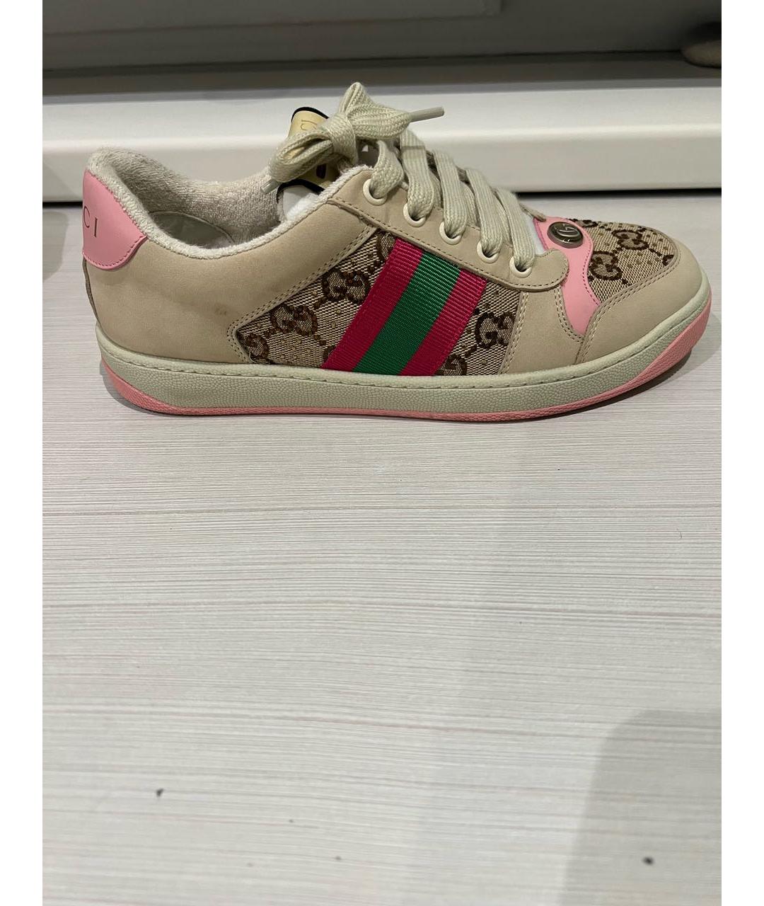 GUCCI Бежевые нубуковые кеды, фото 4