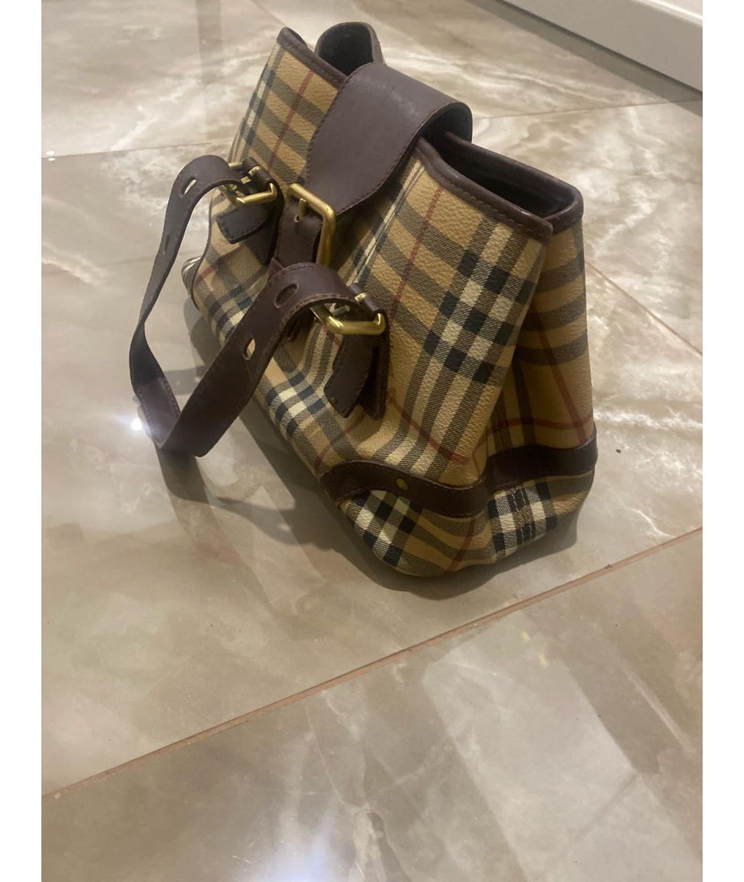 BURBERRY Коричневая кожаная сумка с короткими ручками, фото 2