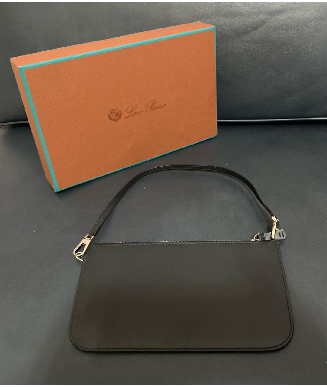 LORO PIANA Черный кожаный кошелек, фото 7