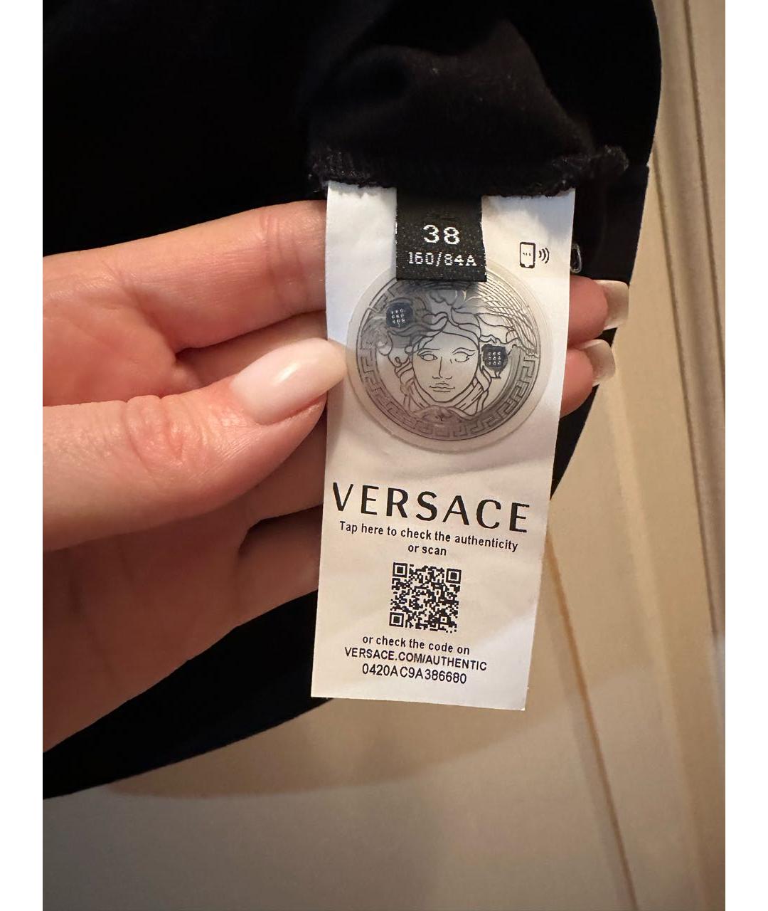 VERSACE Черная хлопковая футболка, фото 4