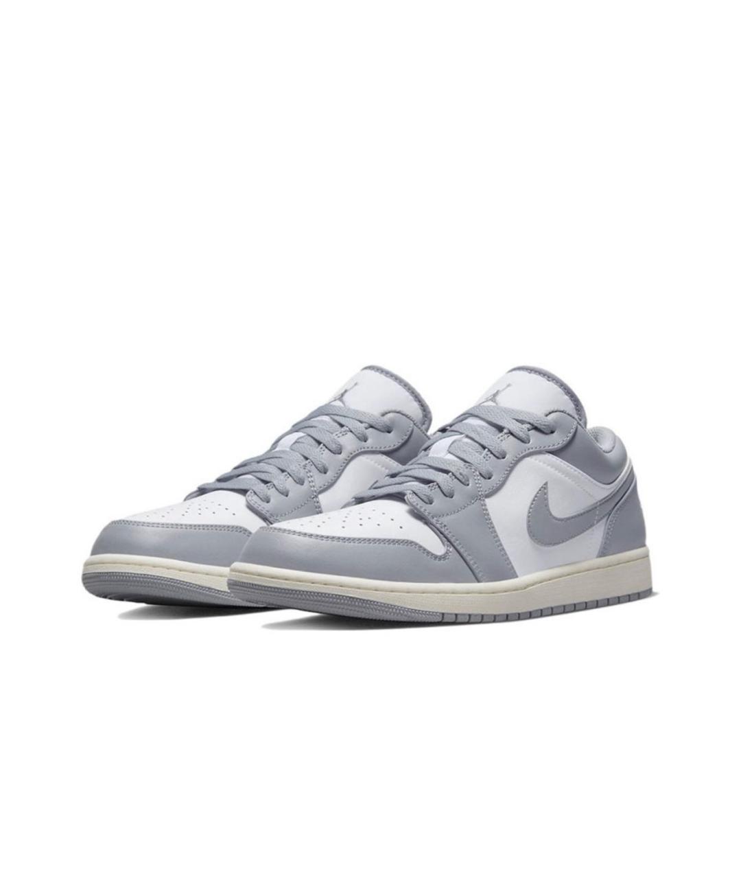 JORDAN Серые кожаные низкие кроссовки / кеды, фото 2