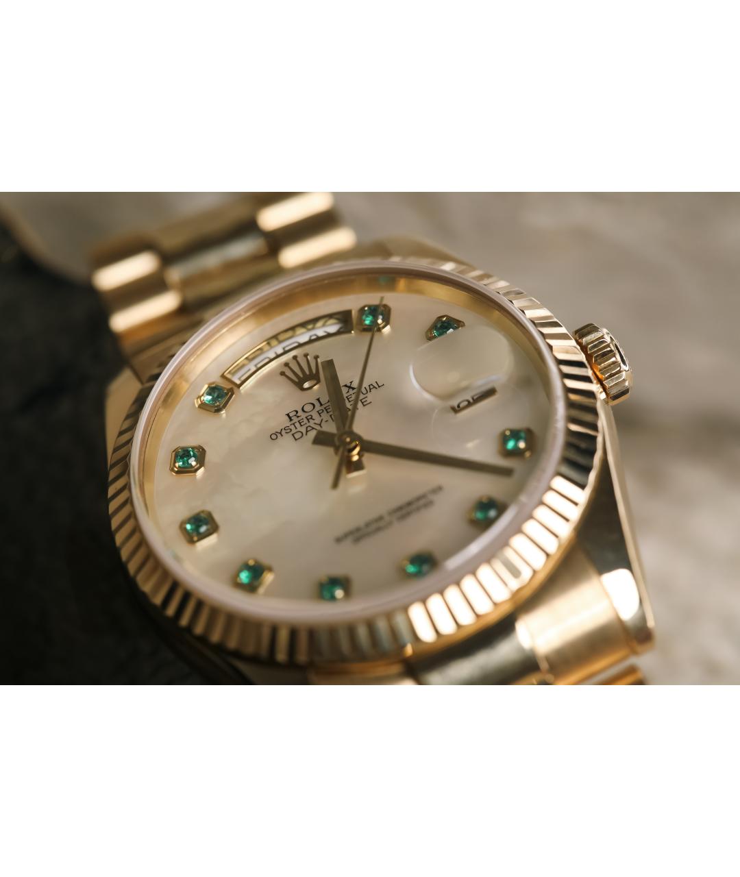 ROLEX Белые часы из желтого золота, фото 5