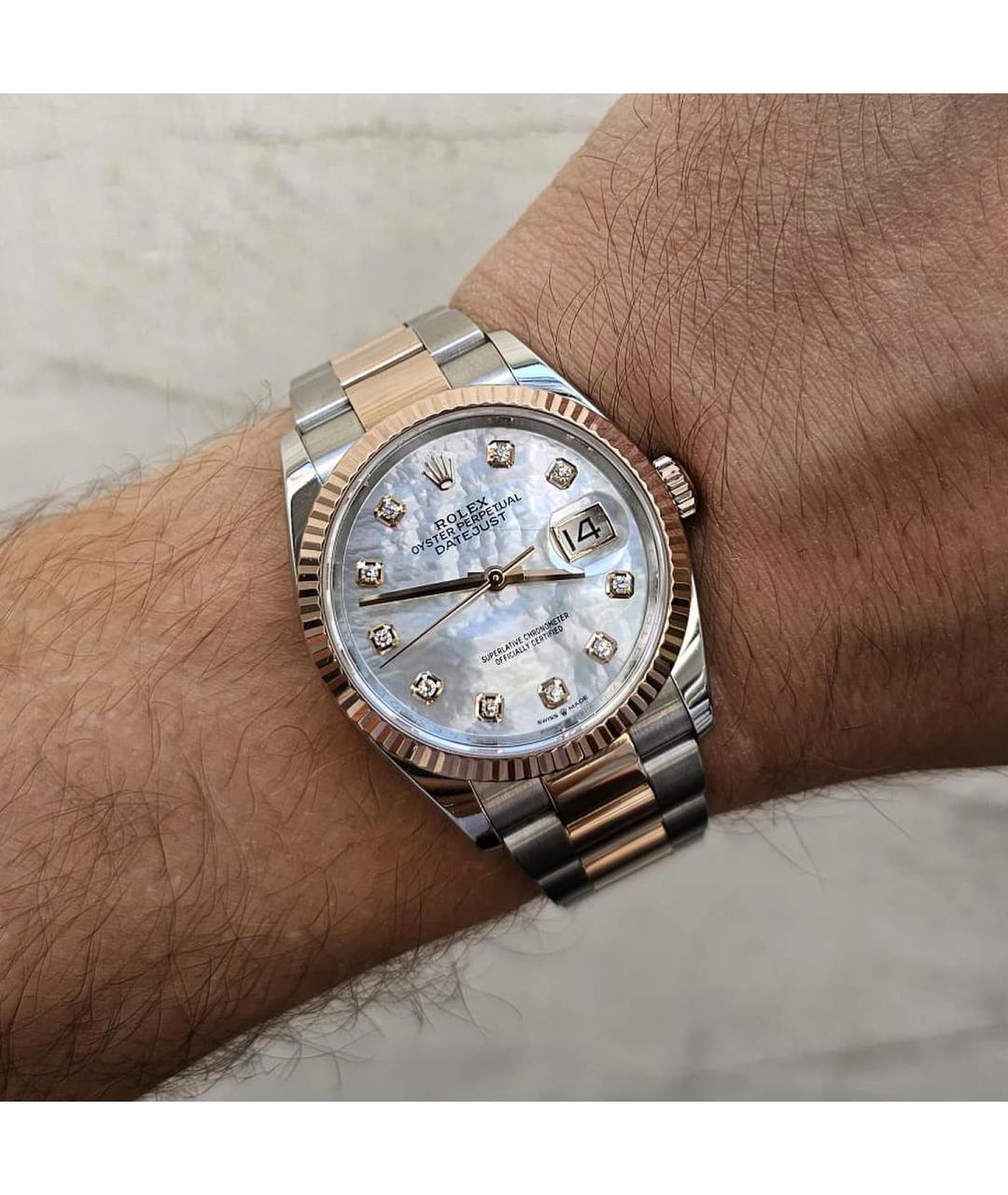 ROLEX Белые часы из розового золота, фото 4
