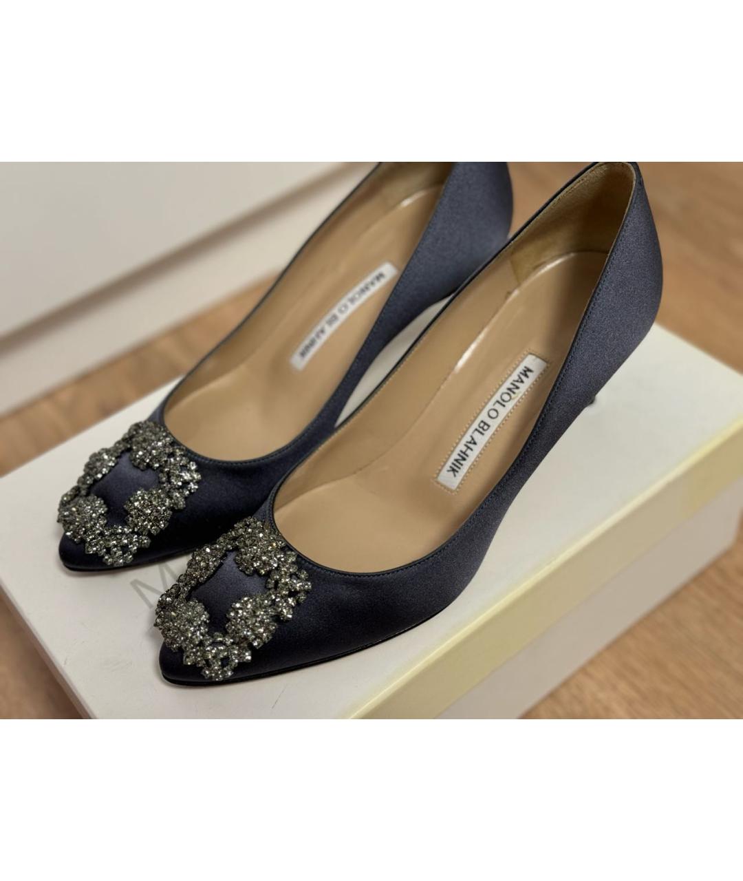 MANOLO BLAHNIK Серые текстильные туфли, фото 2