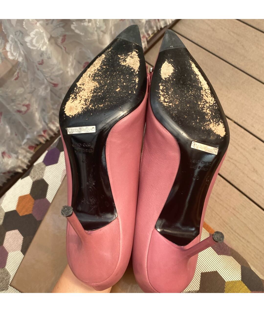 DOLCE & GABBANA VINTAGE Розовые кожаные туфли, фото 6