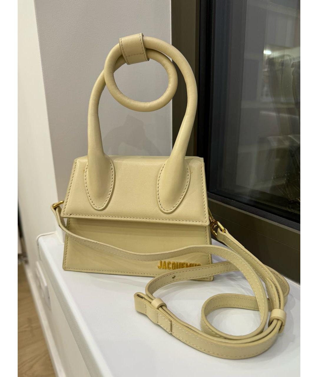 JACQUEMUS Желтая кожаная сумка через плечо, фото 5