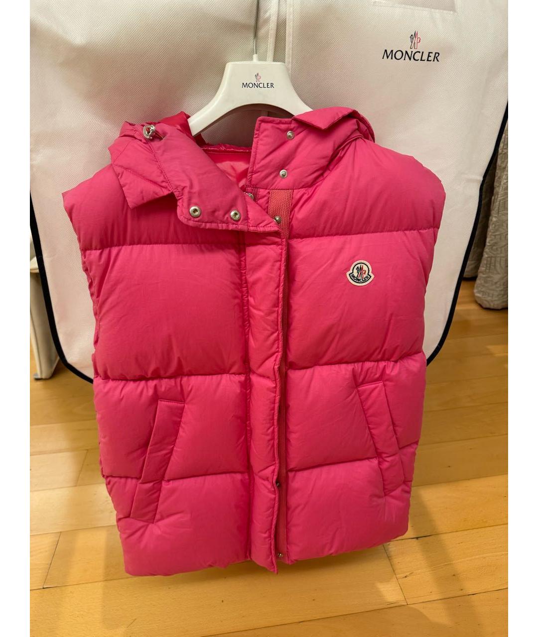 MONCLER Розовый хлопковый пуховик, фото 2