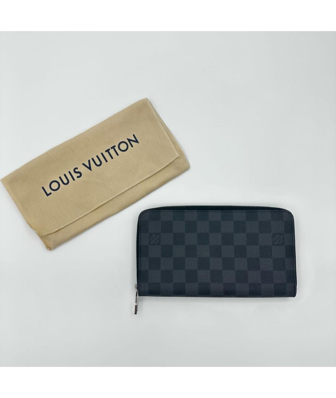 LOUIS VUITTON Черный кожаный кошелек, фото 2