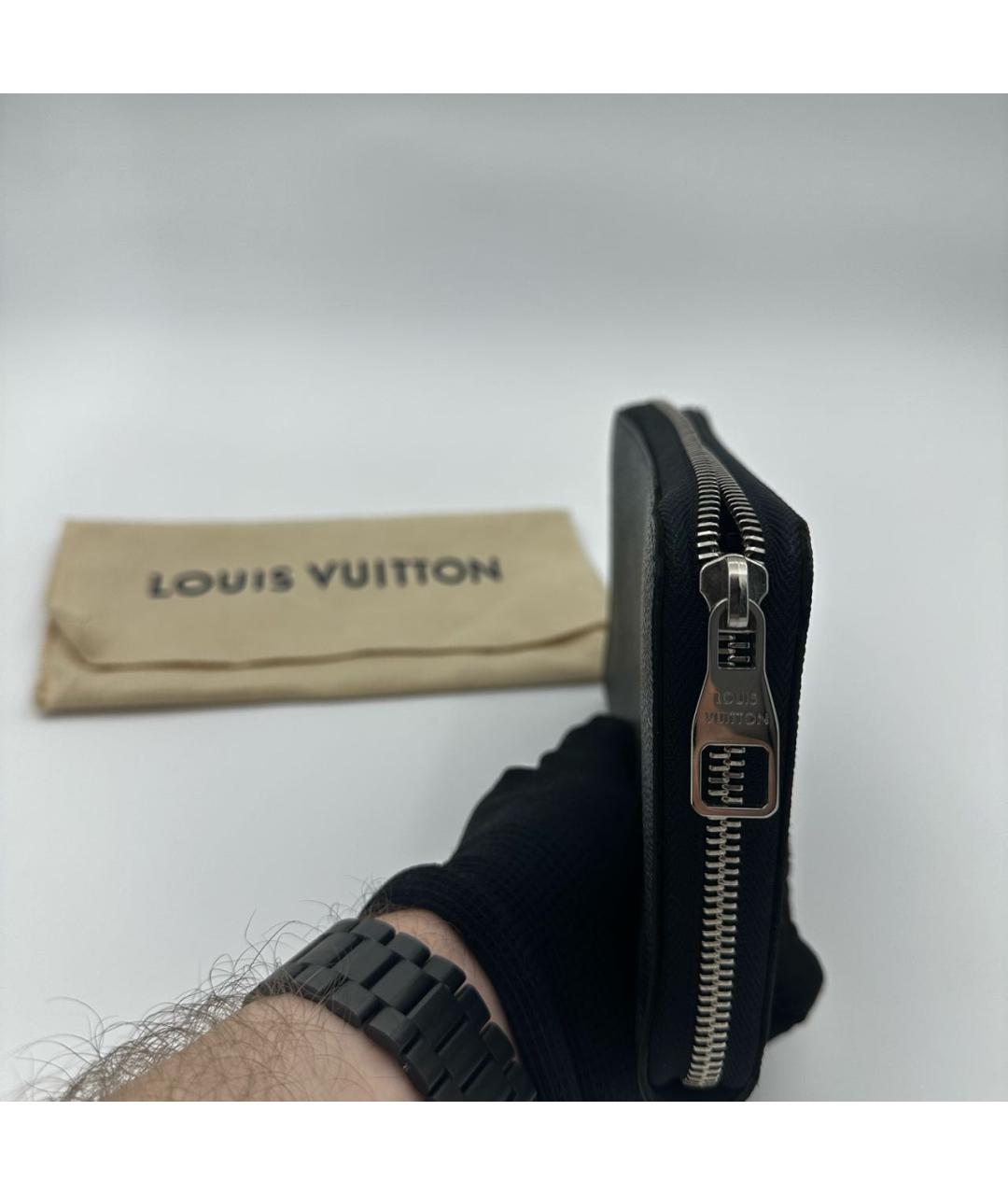 LOUIS VUITTON Черный кожаный кошелек, фото 8