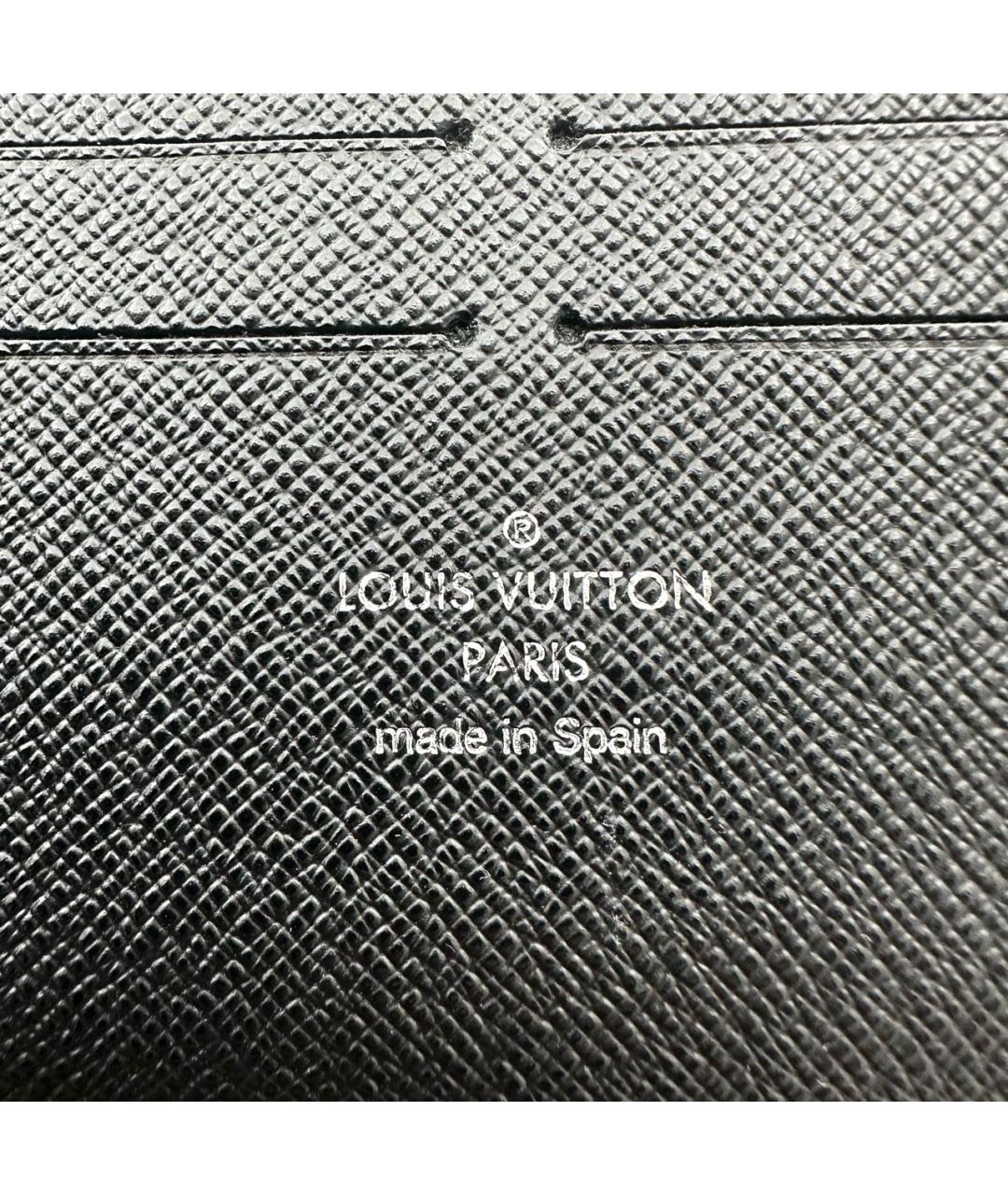 LOUIS VUITTON Черный кожаный кошелек, фото 4