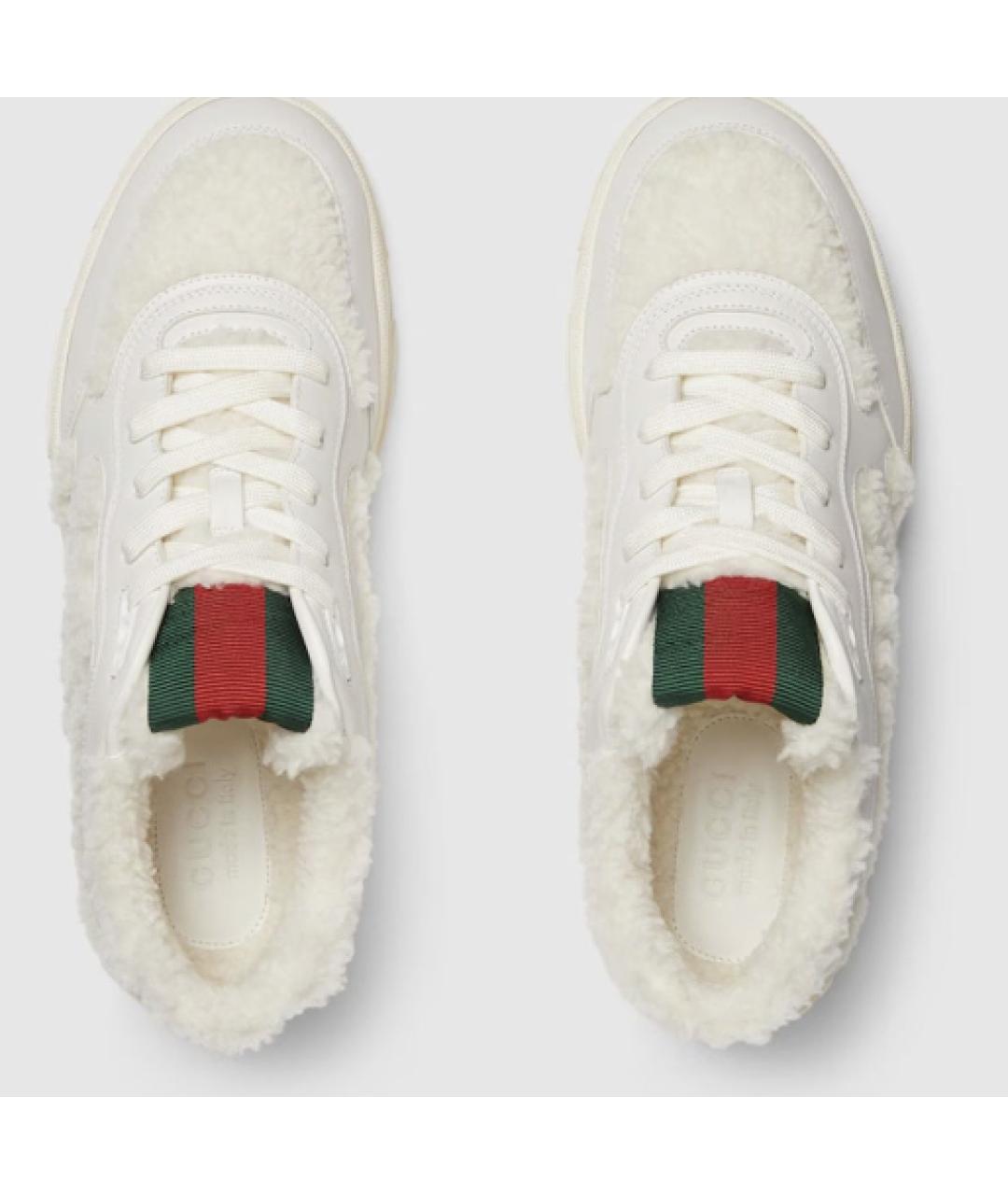 GUCCI Белые кожаные низкие кроссовки / кеды, фото 3
