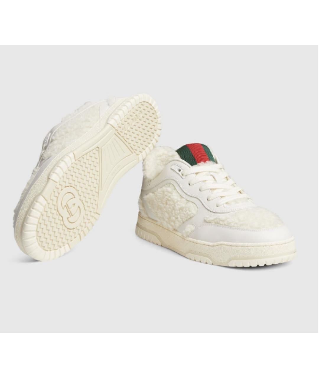 GUCCI Белые кожаные низкие кроссовки / кеды, фото 4