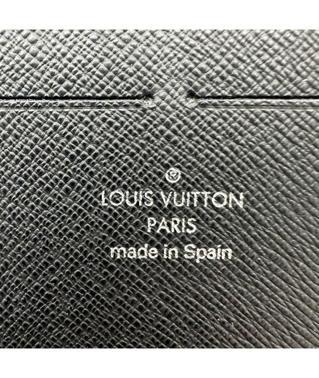 LOUIS VUITTON Черный кожаный кошелек, фото 4