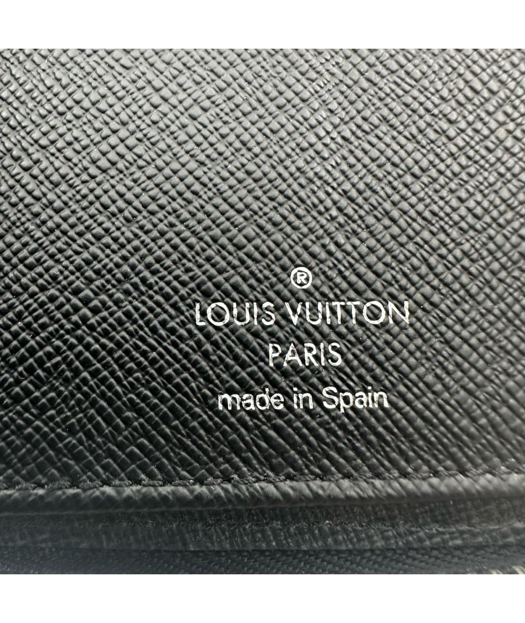 LOUIS VUITTON Черный кожаный кошелек, фото 4