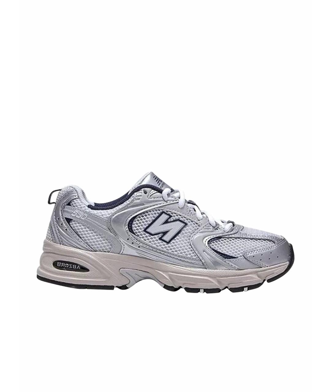 NEW BALANCE Серебряные текстильные кроссовки, фото 1