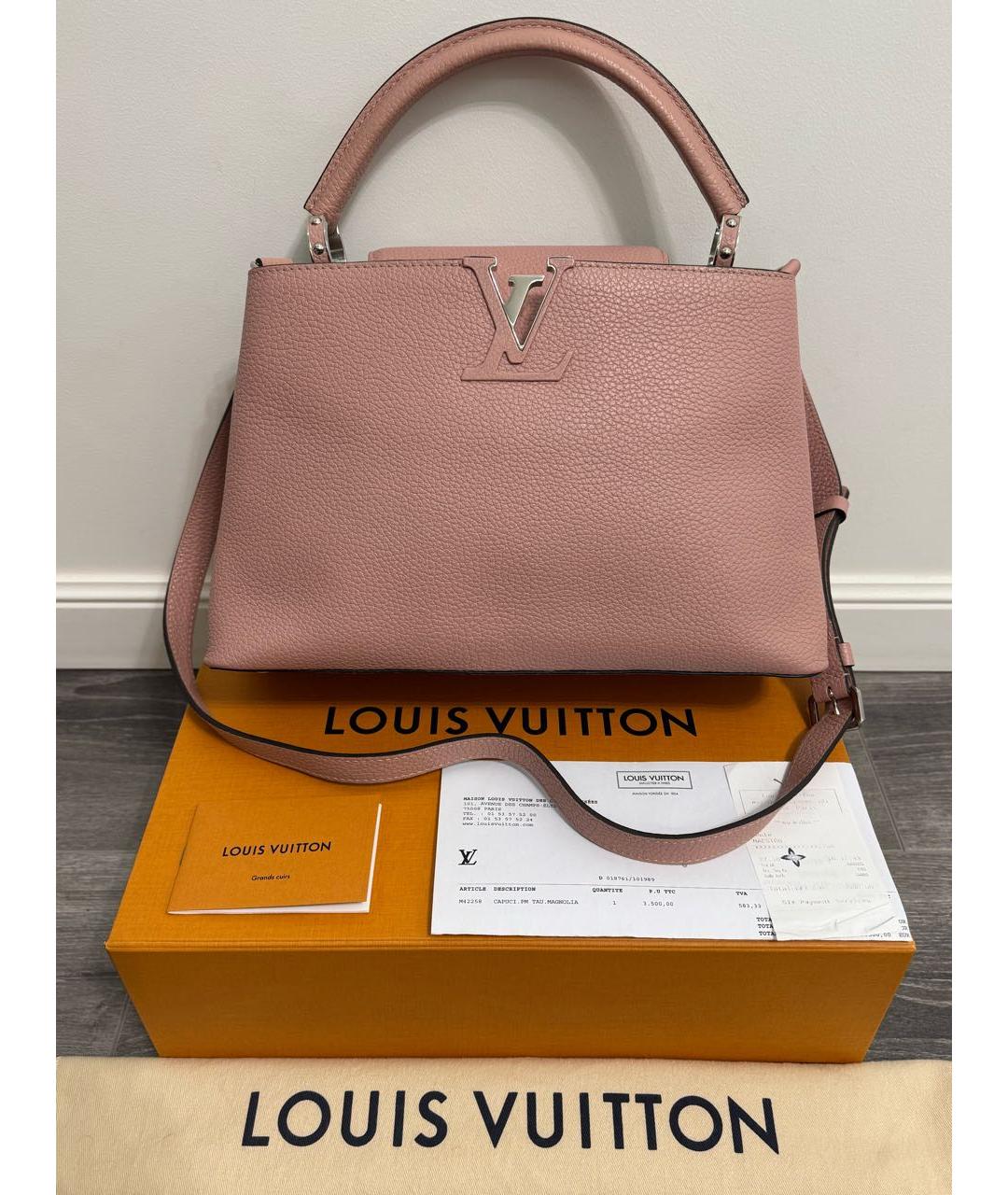 LOUIS VUITTON Коралловая кожаная сумка через плечо, фото 9