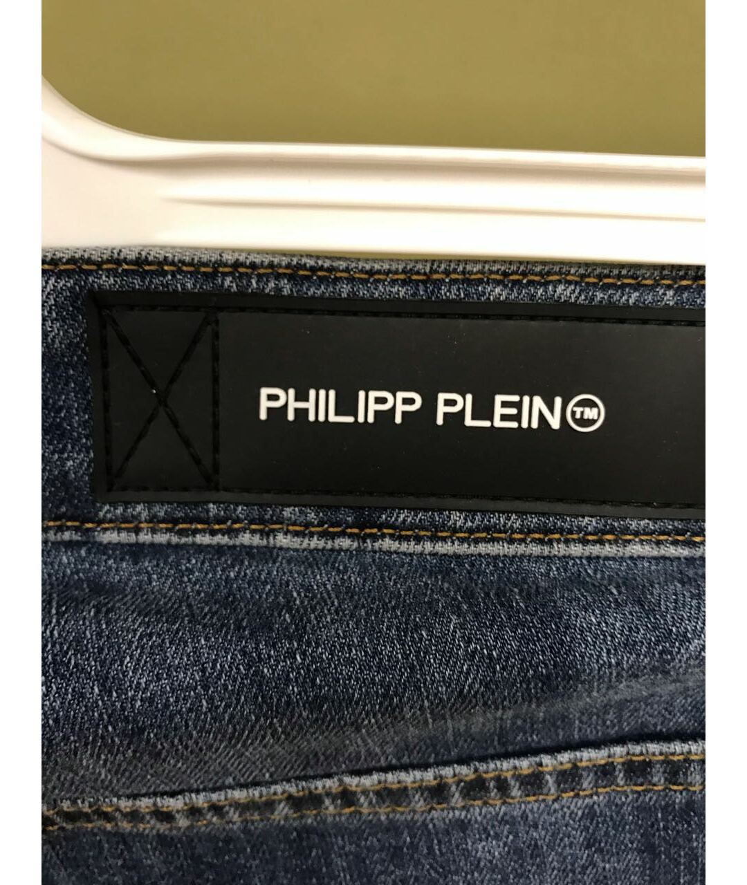 PHILIPP PLEIN Синие хлопковые прямые джинсы, фото 5