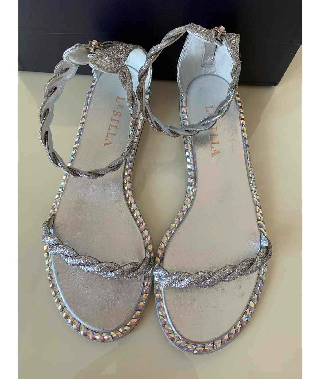 LE SILLA Серебряные кожаные сандалии, фото 4