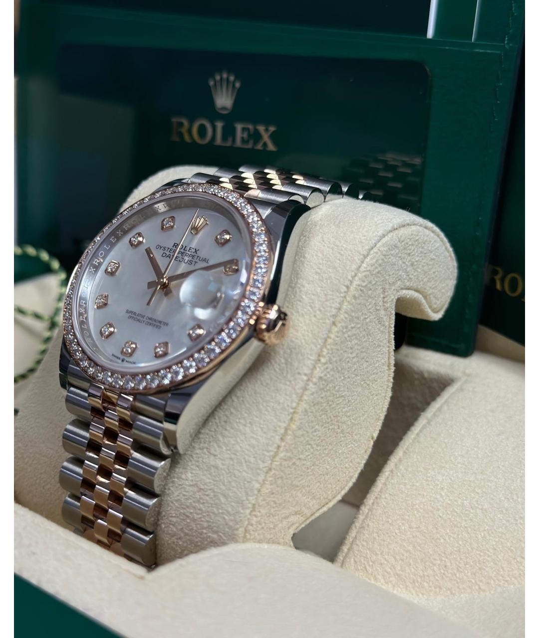 ROLEX Белые часы из розового золота, фото 4
