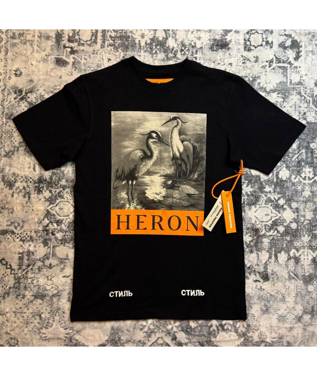 HERON PRESTON Черная хлопковая футболка, фото 5