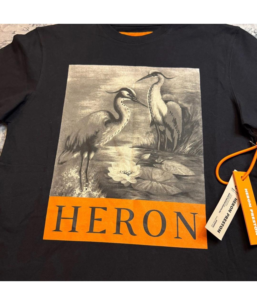 HERON PRESTON Черная хлопковая футболка, фото 2