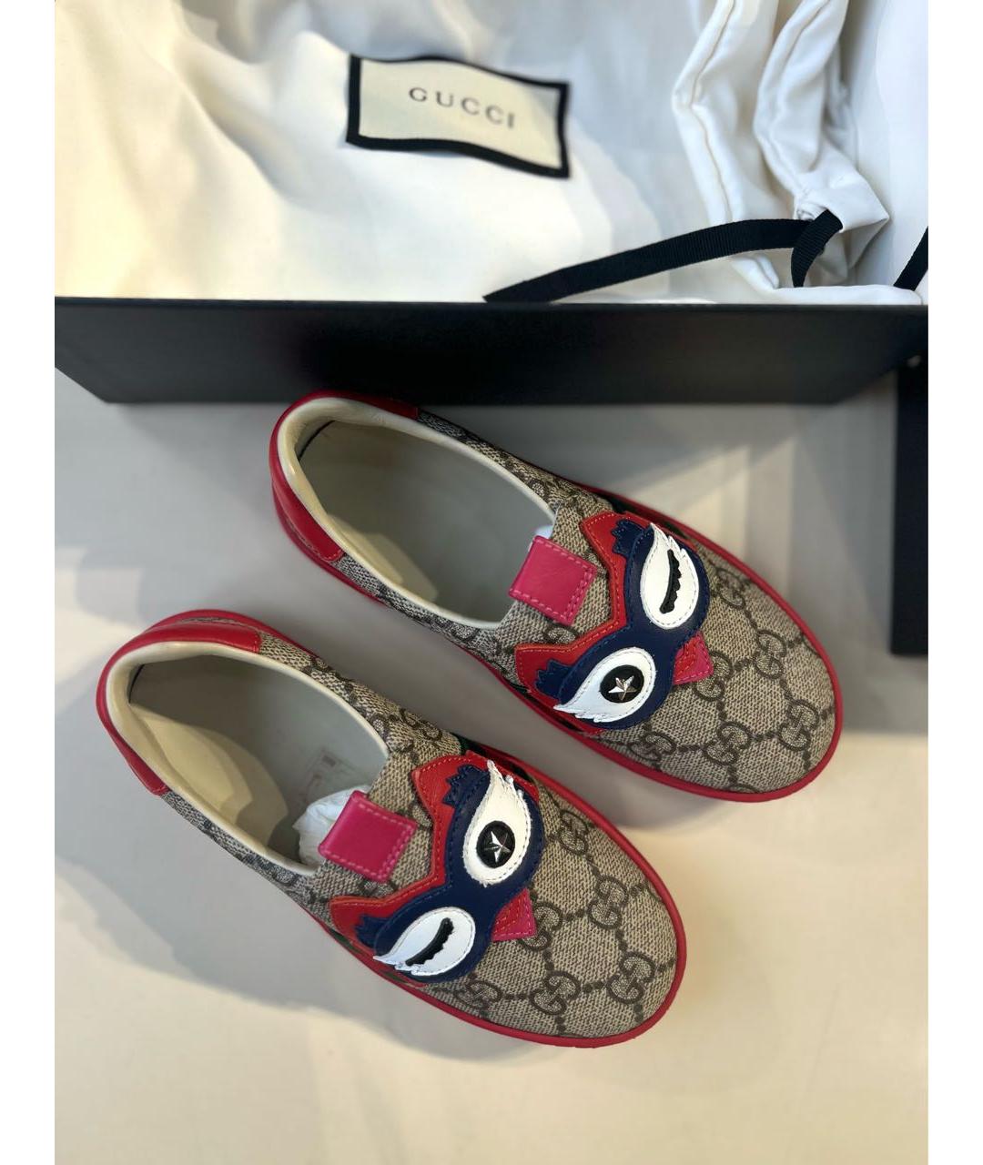 GUCCI Красные кожаные кеды, фото 3