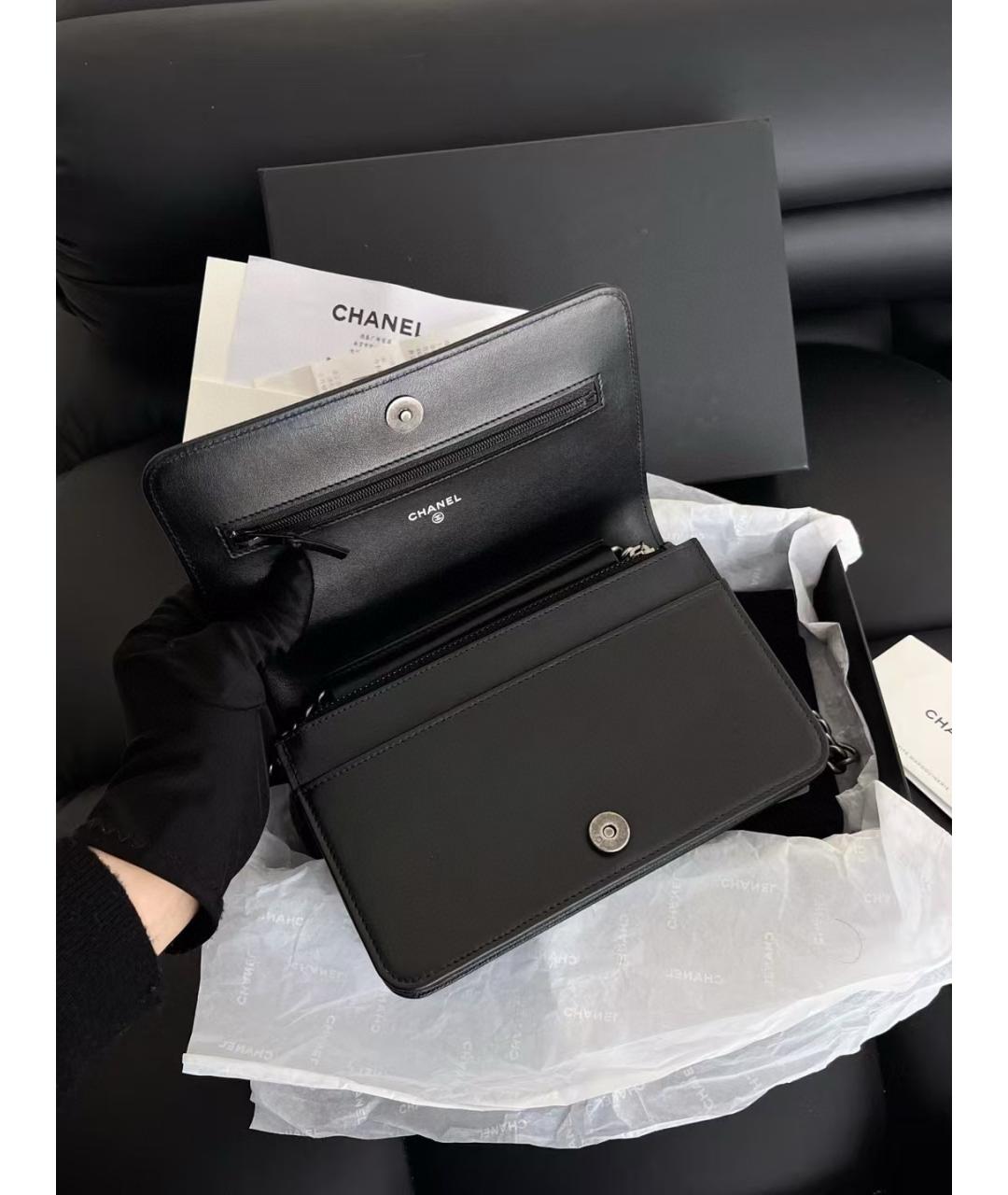 CHANEL Черная кожаная сумка через плечо, фото 6